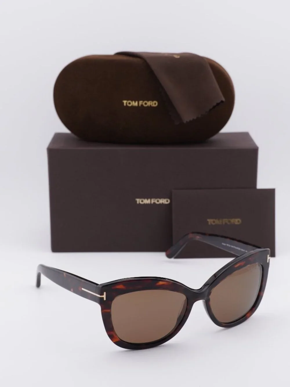 Tom Ford Alistair FT0524 54H Cat Eye Sunglasses - Red Havana/Brown Polarized